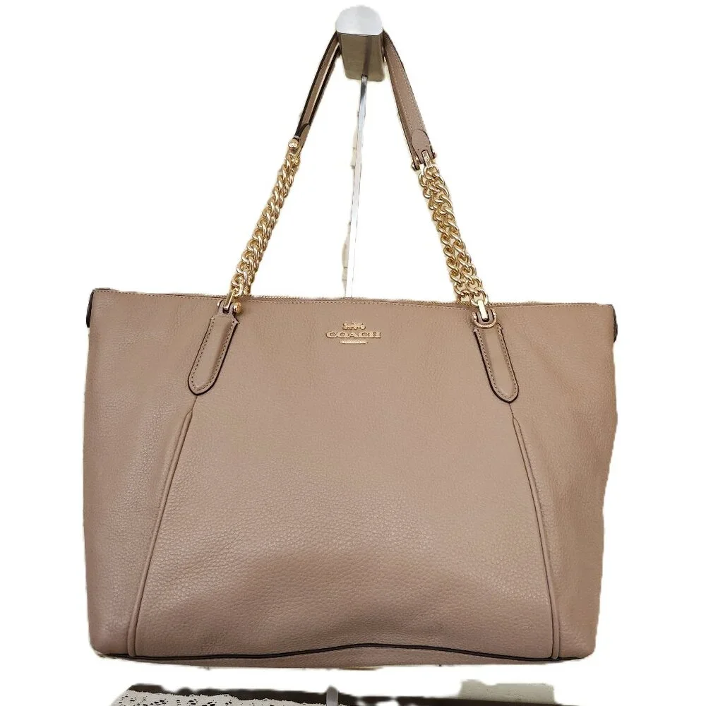 Euc Coach Ava Beige/Tan Gold Chain Shoulder Bag Purse